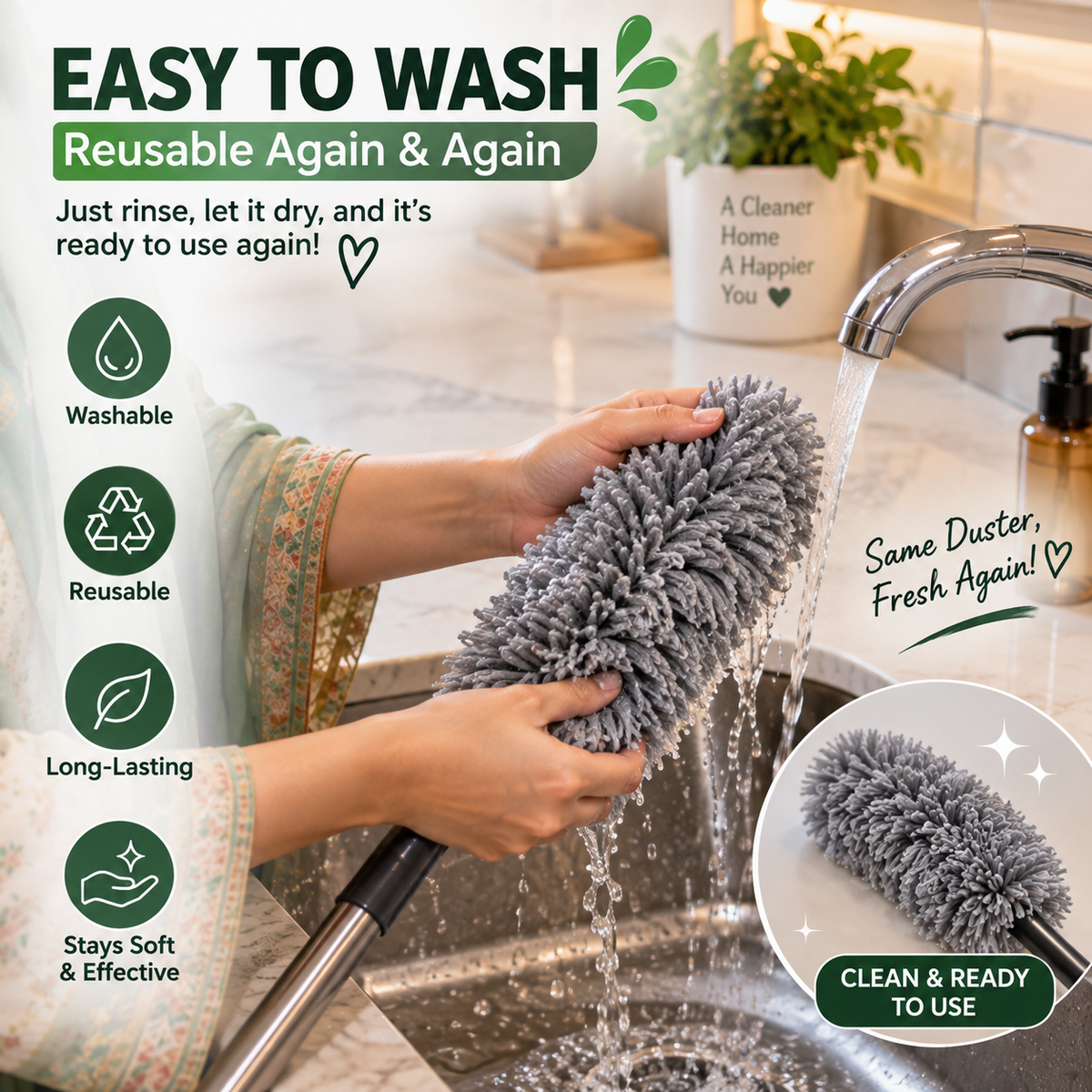Extendable Microfiber Fan & Ceiling Duster
